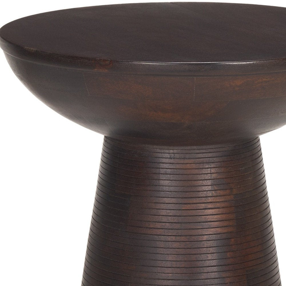 21" Redwood Solid Wood Round Pedestal End Table