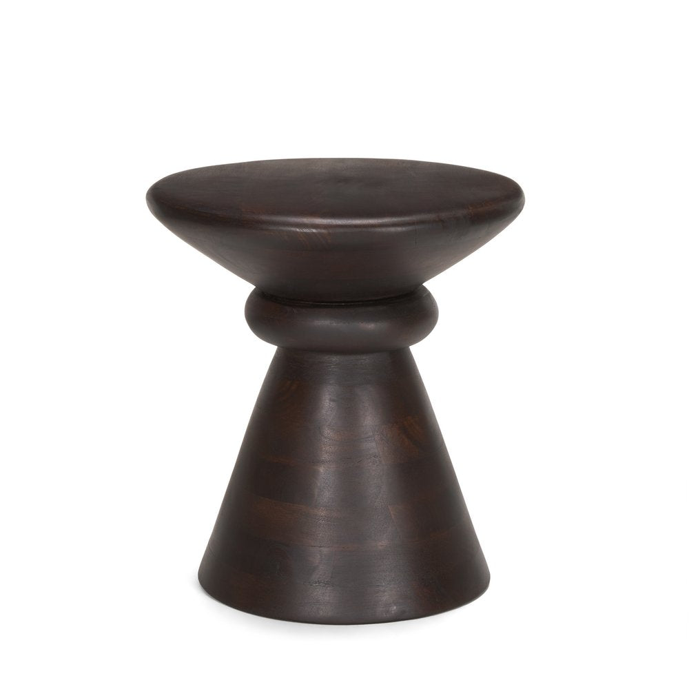 18" Dark Brown Solid Wood Round Pedestal End Table