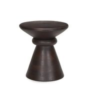 18" Dark Brown Solid Wood Round Pedestal End Table