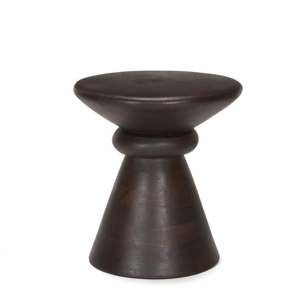 18" Dark Brown Solid Wood Round Pedestal End Table