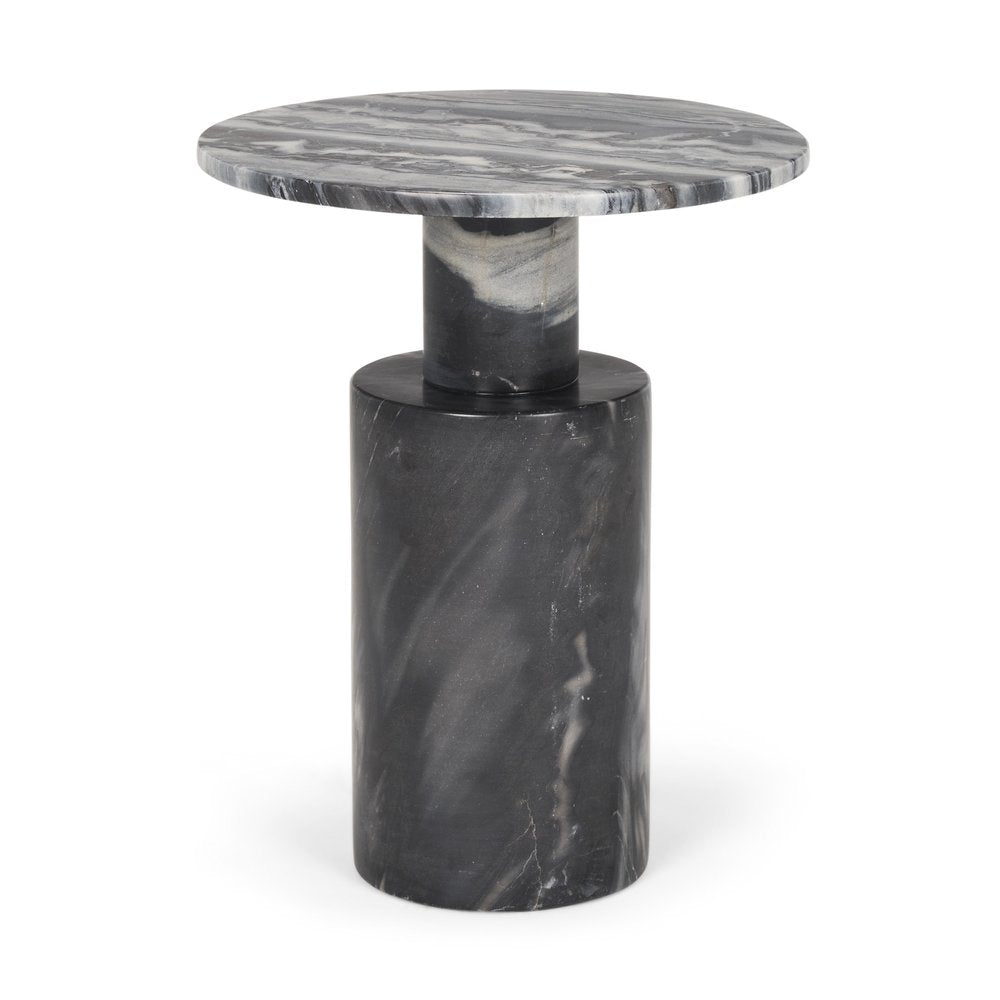 16" Gray Stone and Wood Tray Table