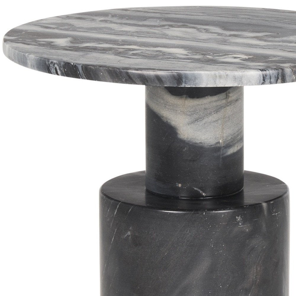 16" Gray Stone and Wood Tray Table