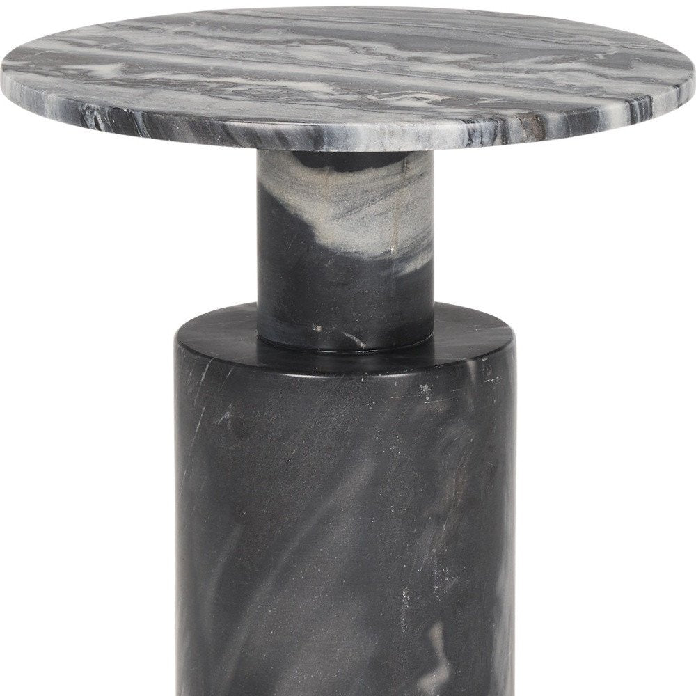 16" Gray Stone and Wood Tray Table