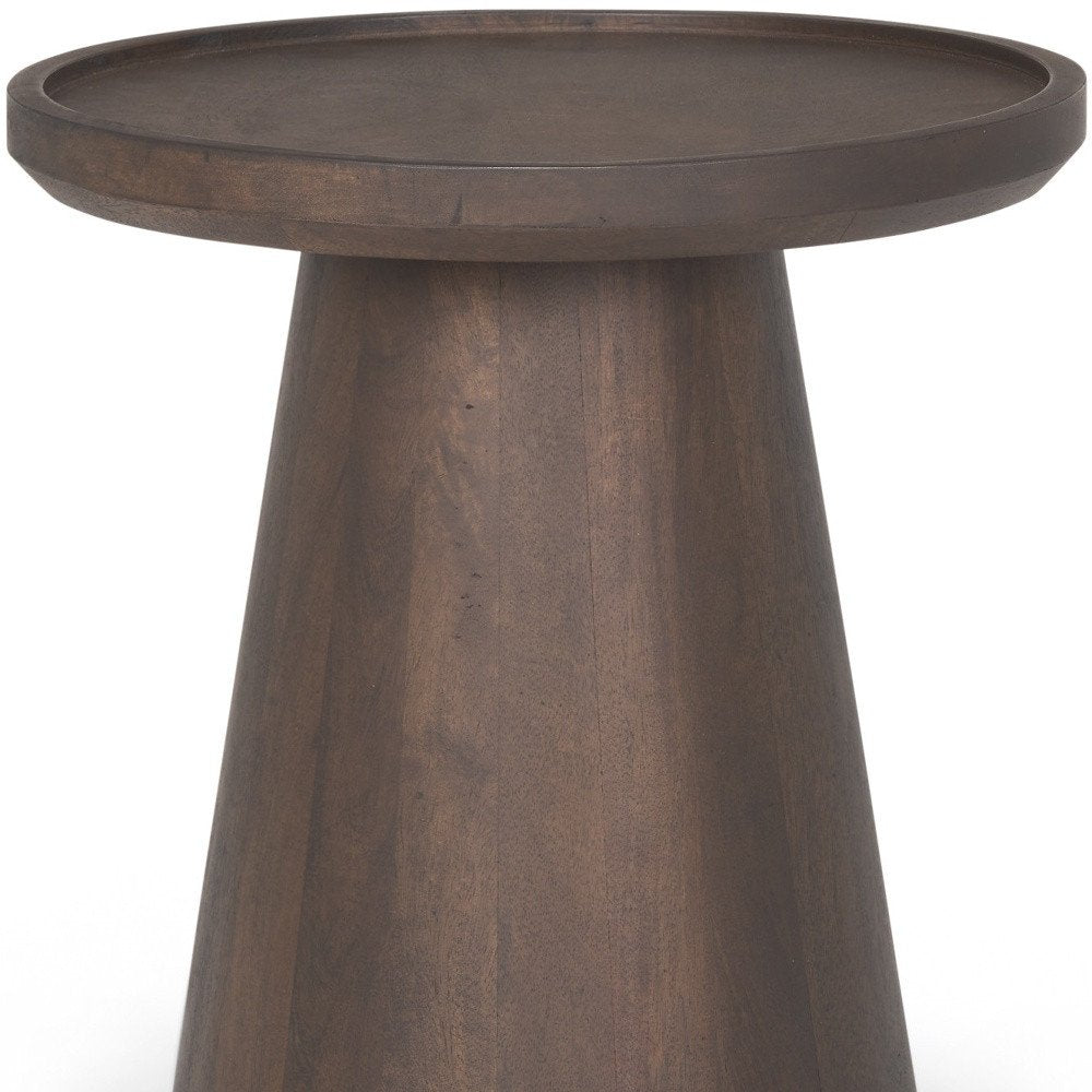 19" Dark Brown Solid Wood Tray Table