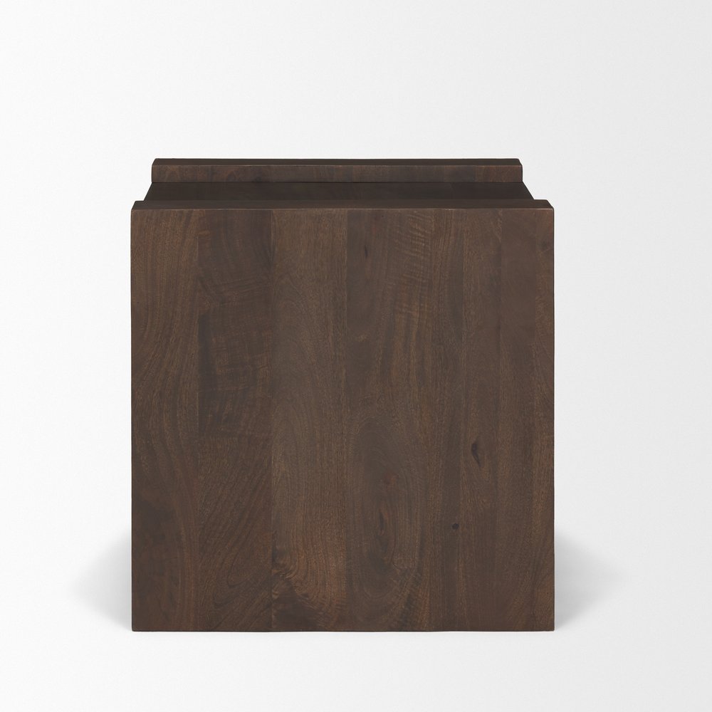 22" Dark Brown Solid Wood Square Sled End Table