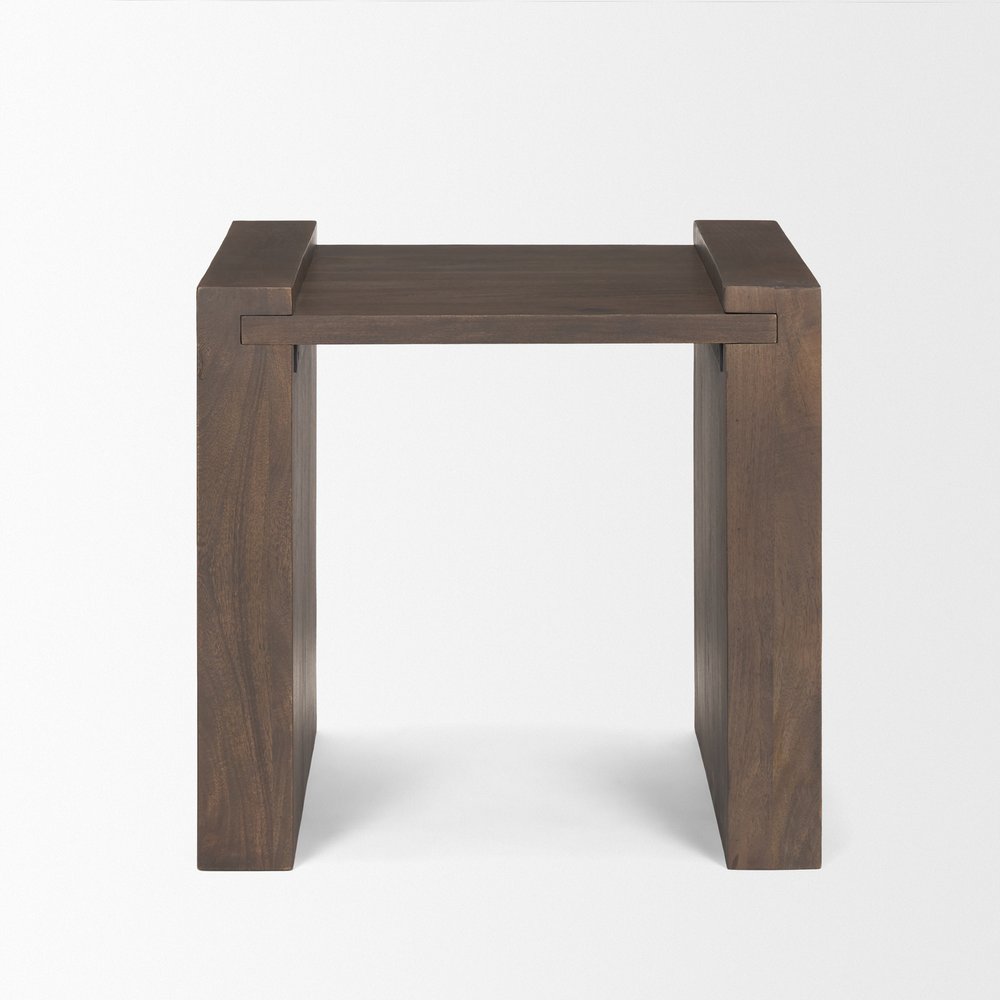 22" Dark Brown Solid Wood Square Sled End Table