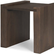 22" Dark Brown Solid Wood Square Sled End Table