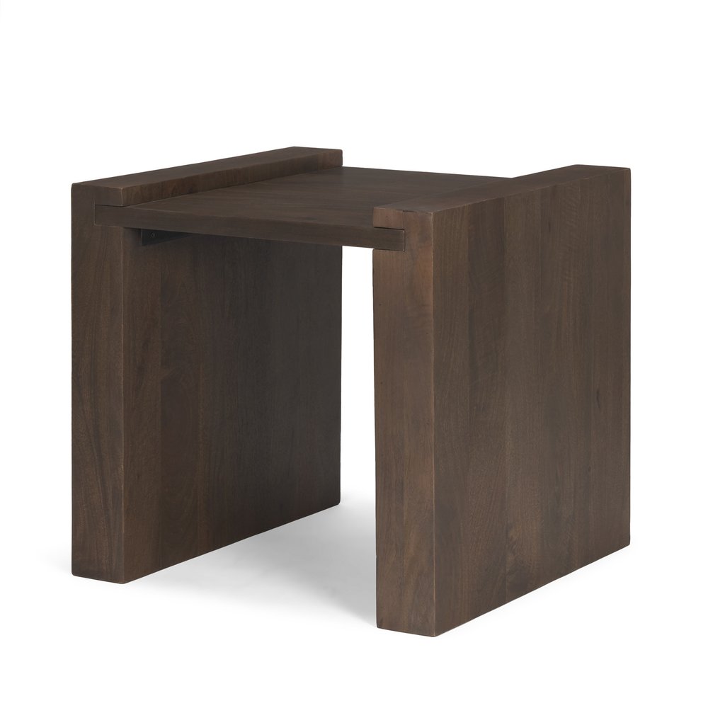 22" Dark Brown Solid Wood Square Sled End Table