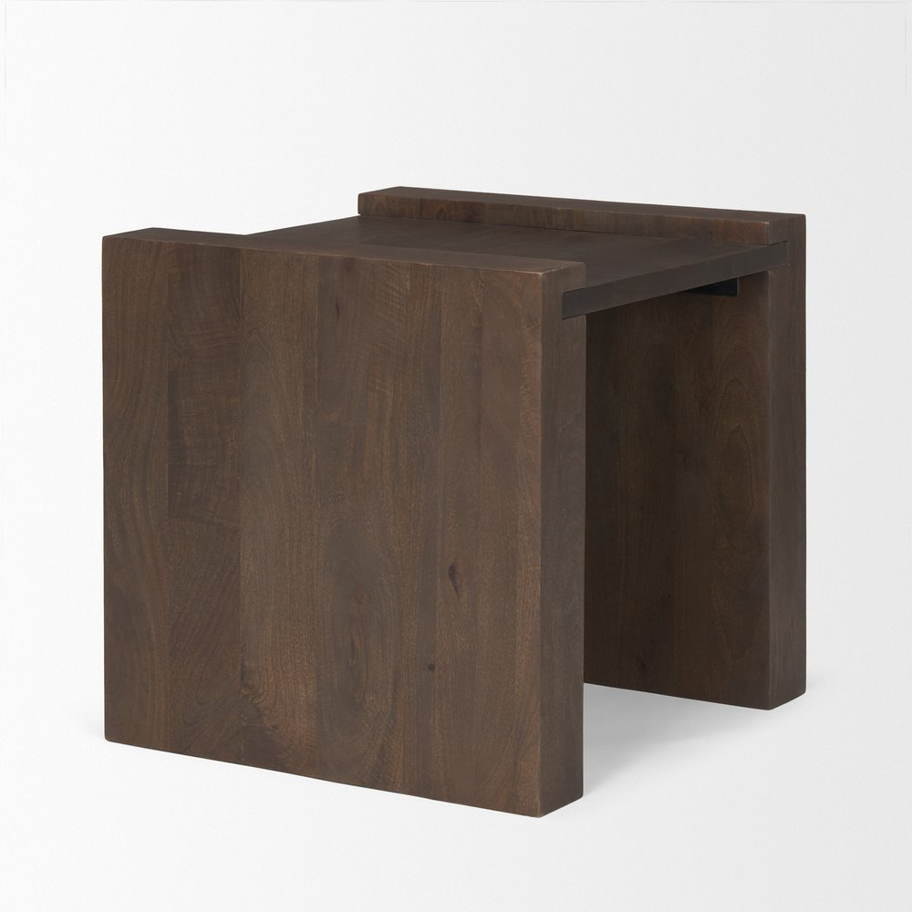 22" Dark Brown Solid Wood Square Sled End Table