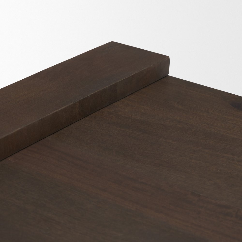 22" Dark Brown Solid Wood Square Sled End Table