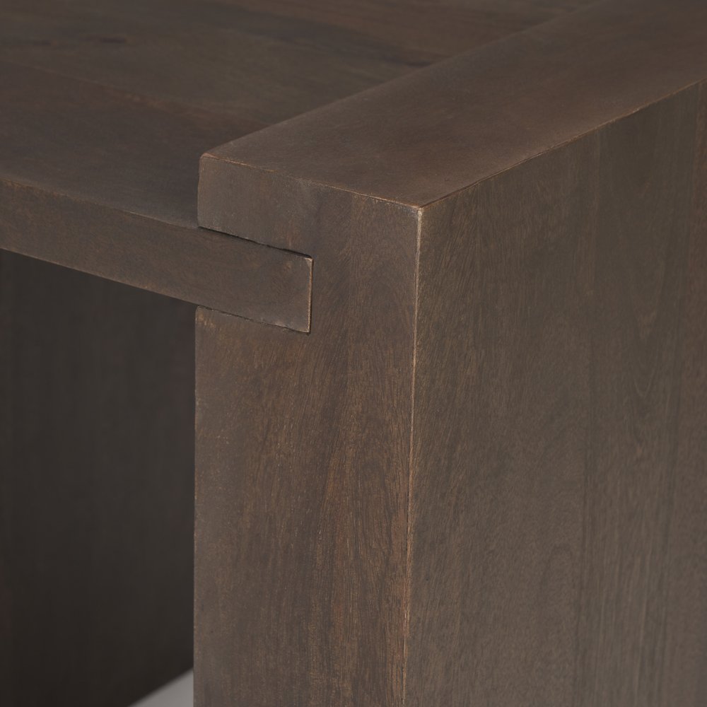 22" Dark Brown Solid Wood Square Sled End Table