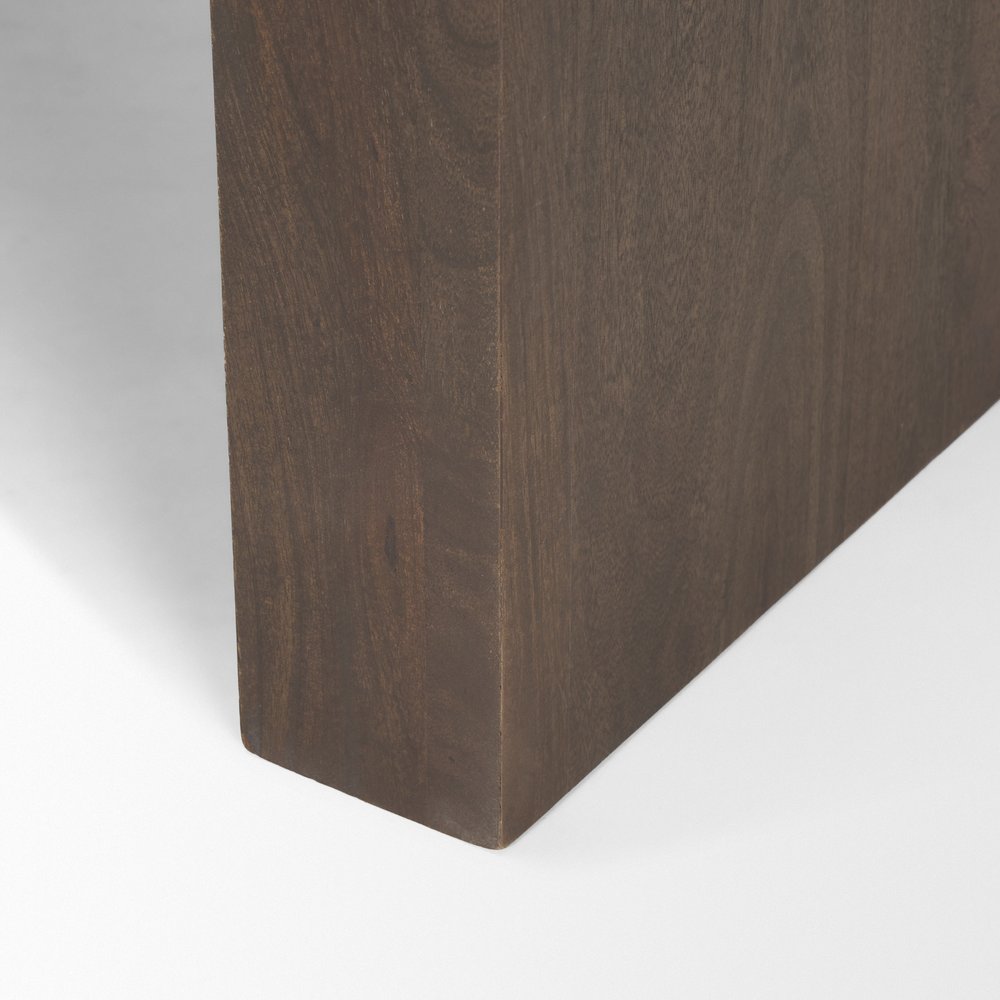 22" Dark Brown Solid Wood Square Sled End Table