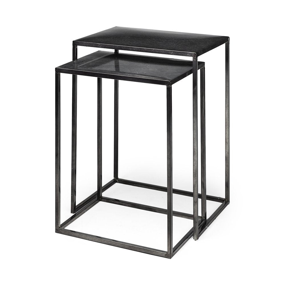 Set of Two Black Iron Nested Tables