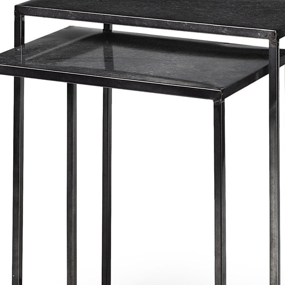 Set of Two Black Iron Nested Tables