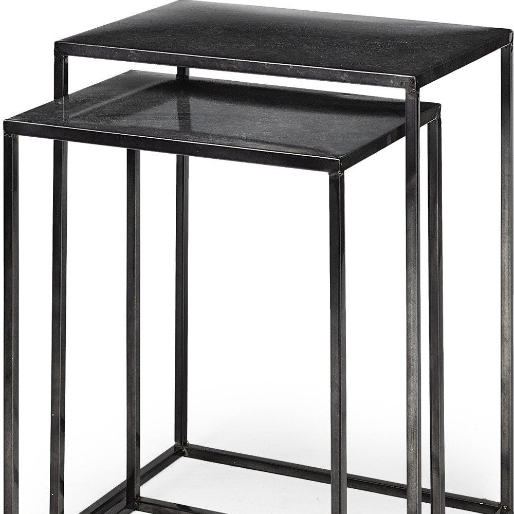 Set of Two Black Iron Nested Tables