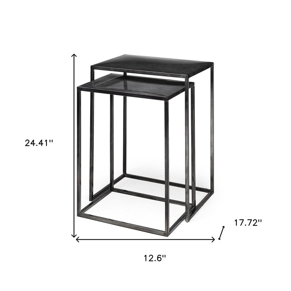 Set of Two Black Iron Nested Tables