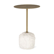 15" Gold and White Iron and Wood Tray Table