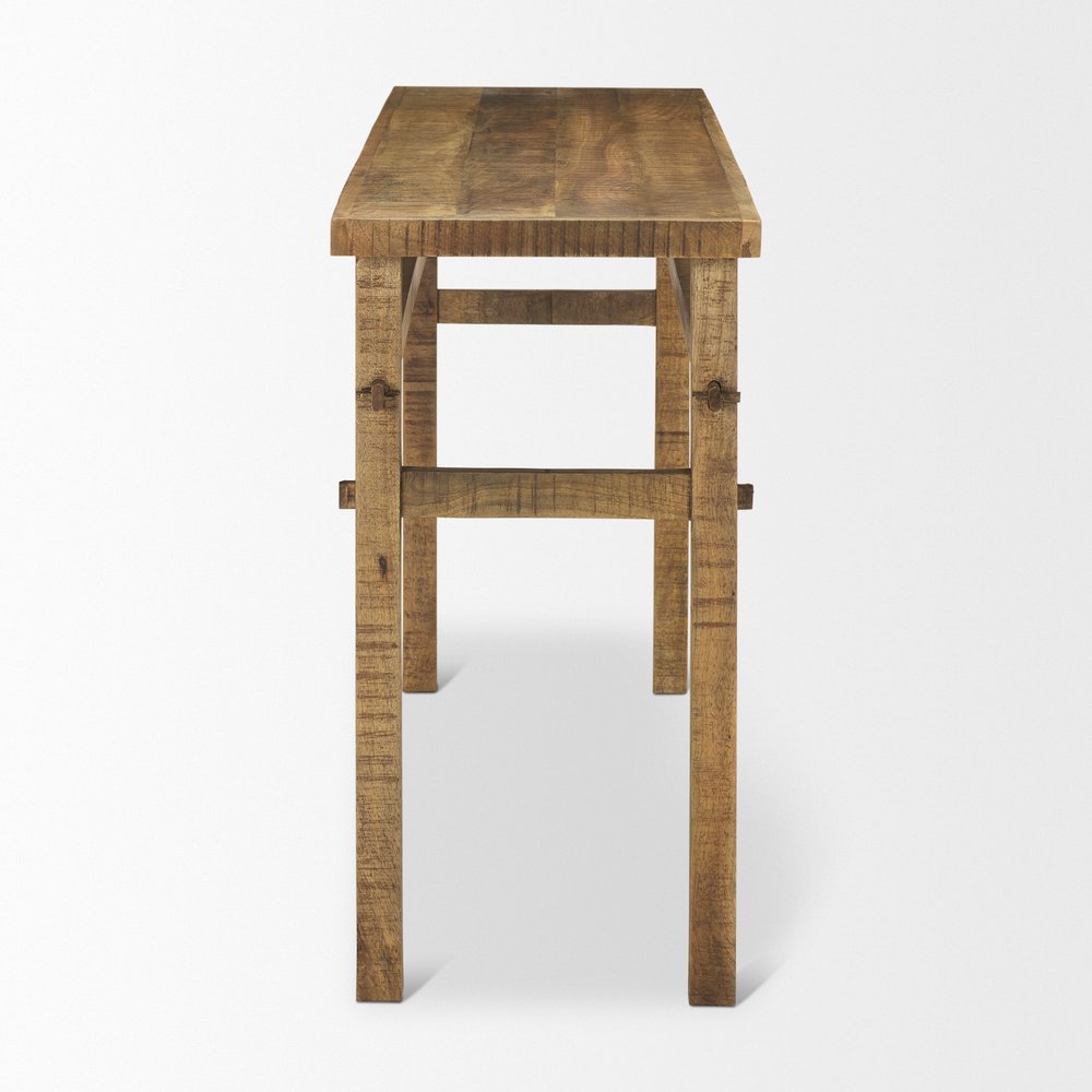 54" Brown Solid Wood Distressed Console Table