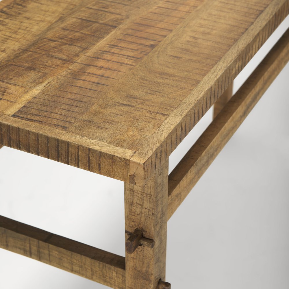 54" Brown Solid Wood Distressed Console Table