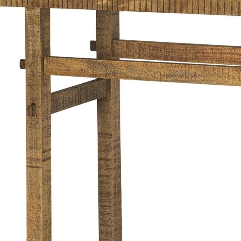 54" Brown Solid Wood Distressed Console Table