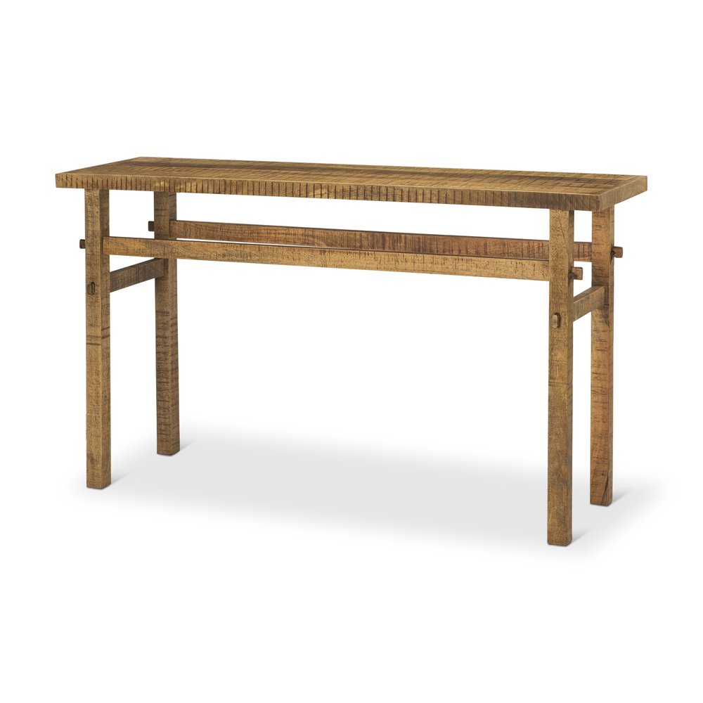 54" Brown Solid Wood Distressed Console Table