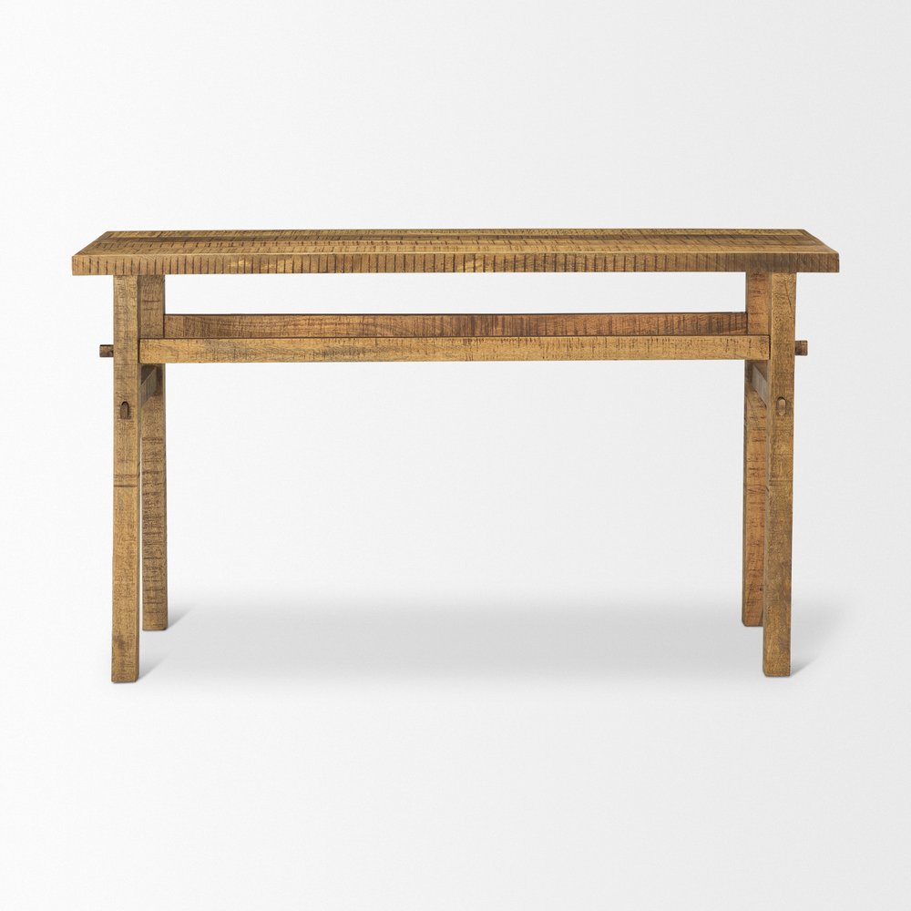 54" Brown Solid Wood Distressed Console Table