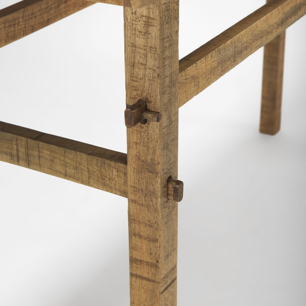 54" Brown Solid Wood Distressed Console Table
