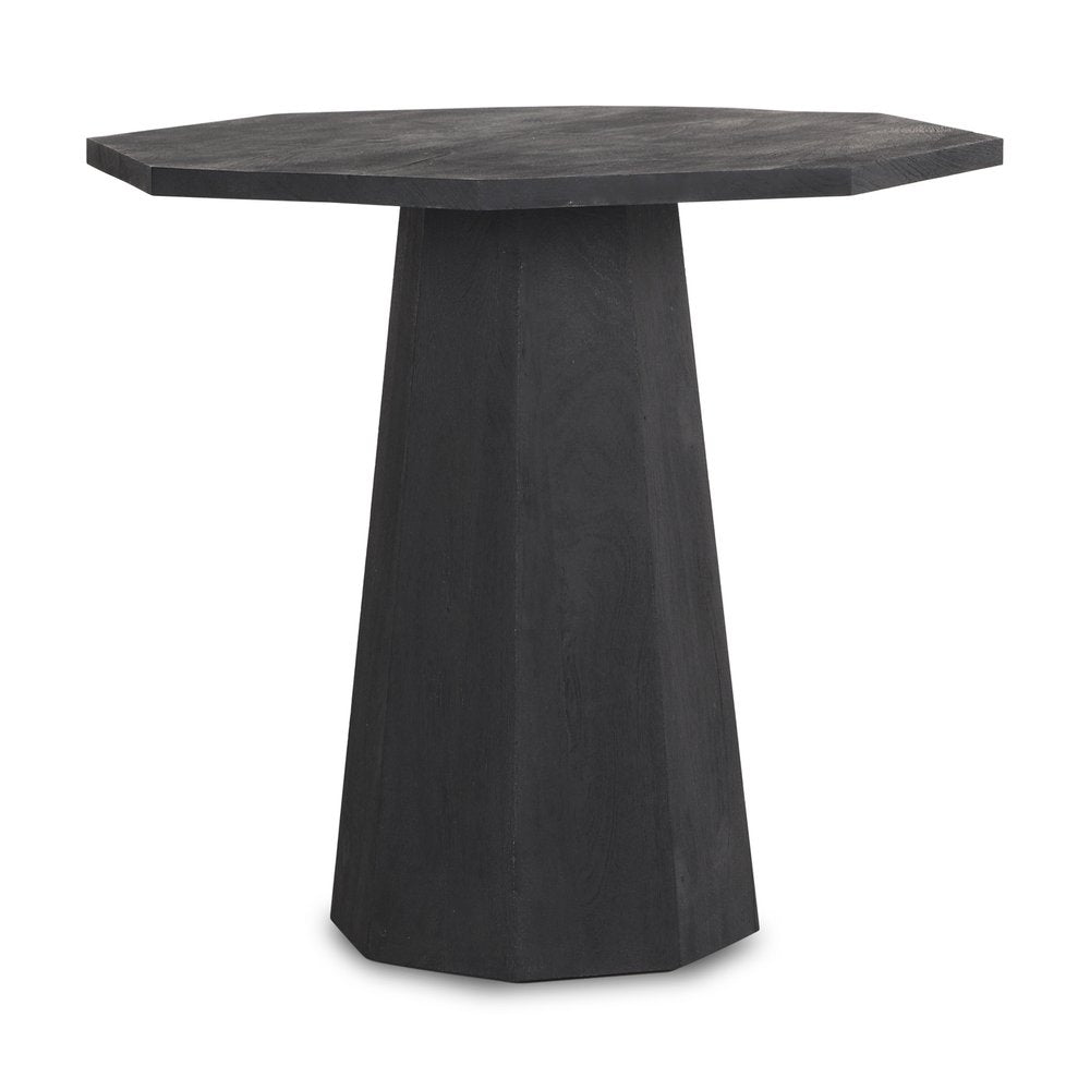 30" Black Solid Wood Hexagonal Pedestal End Table