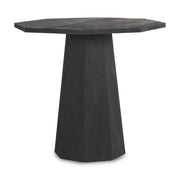 30" Black Solid Wood Hexagonal Pedestal End Table