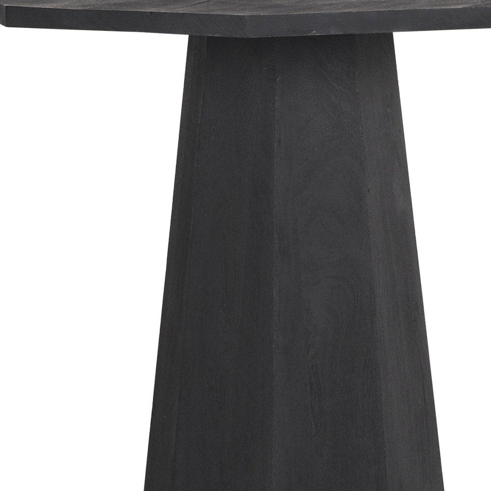 30" Black Solid Wood Hexagonal Pedestal End Table