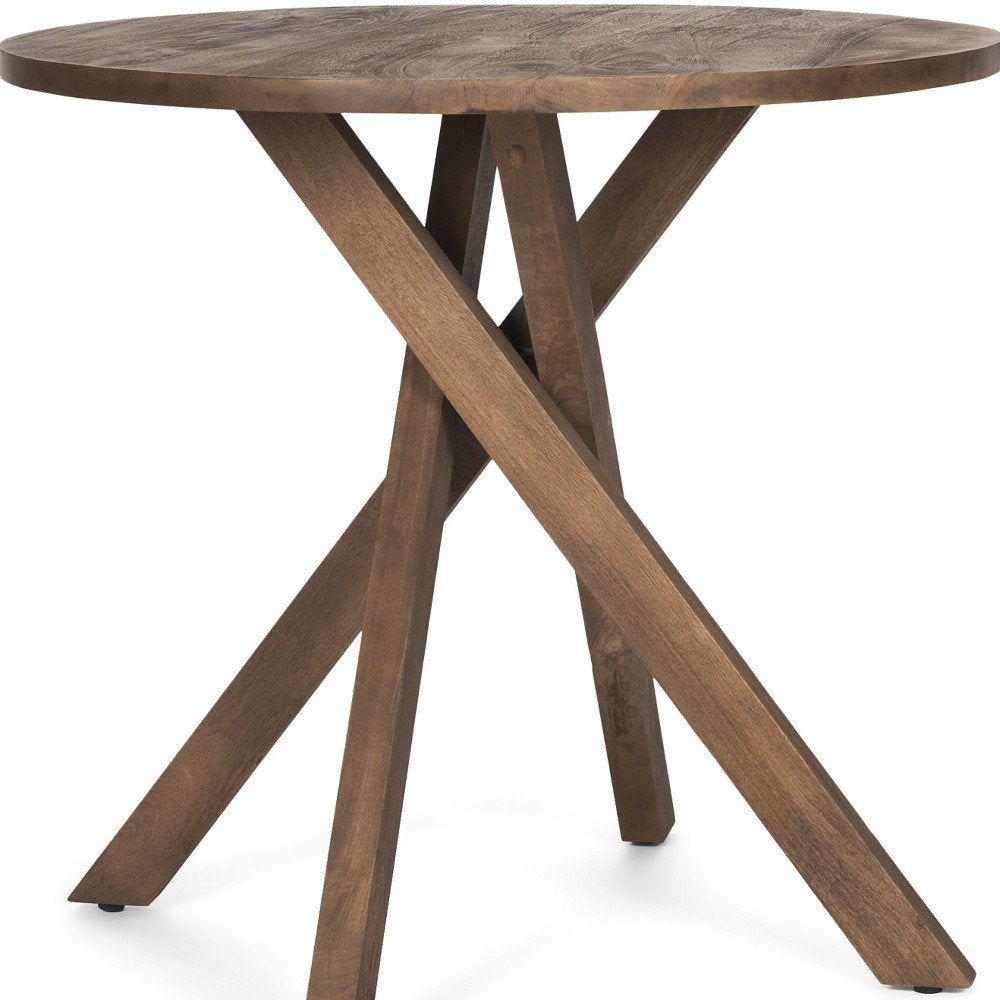 32" Brown Solid Wood and Wood Tray Table