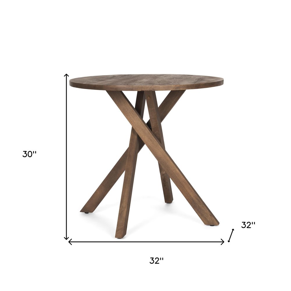 32" Brown Solid Wood and Wood Tray Table