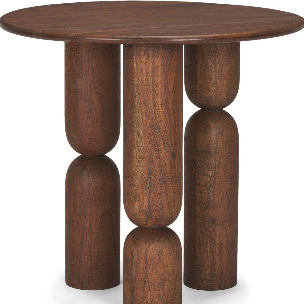 32" Brown Solid Wood and Wood Tray Table