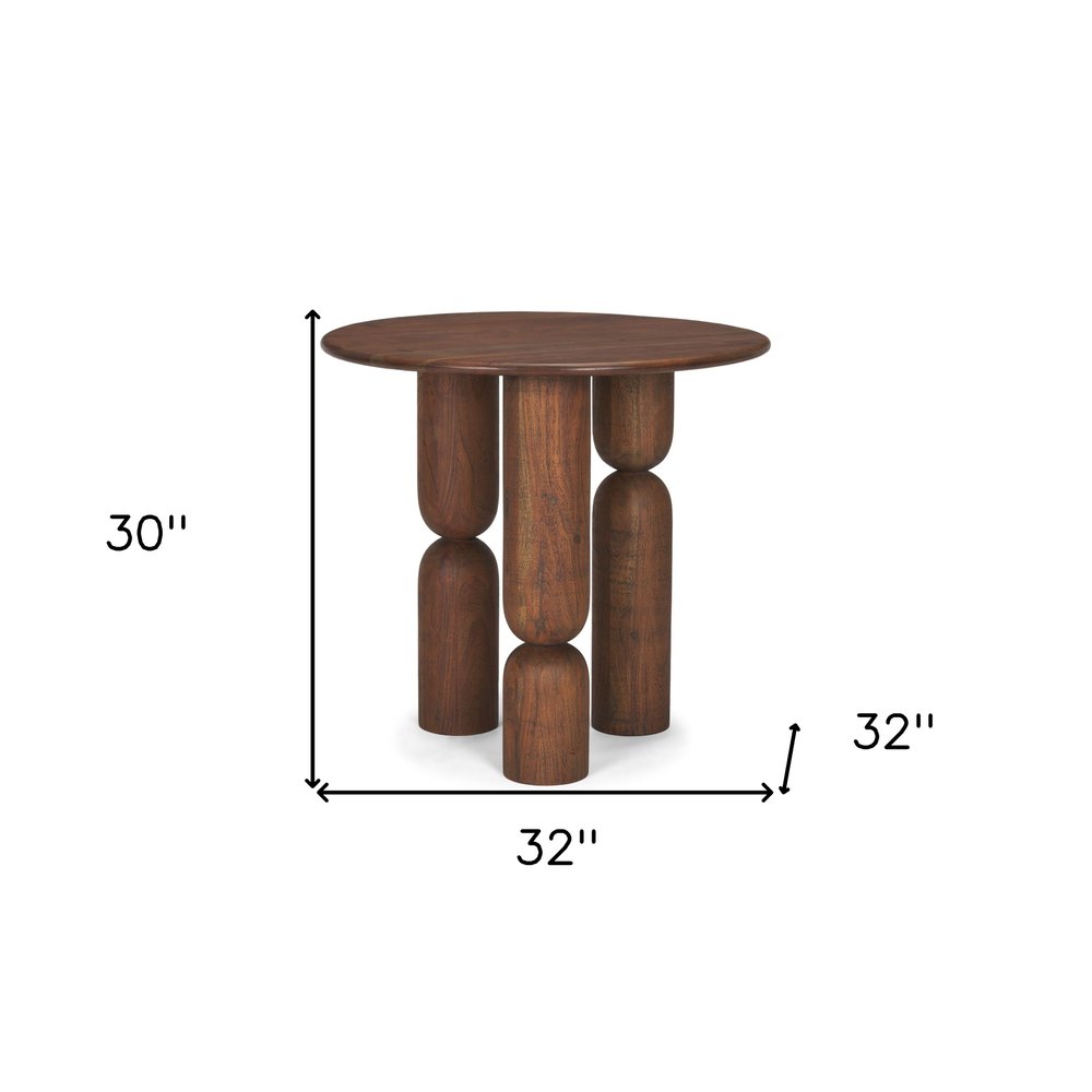 32" Brown Solid Wood and Wood Tray Table