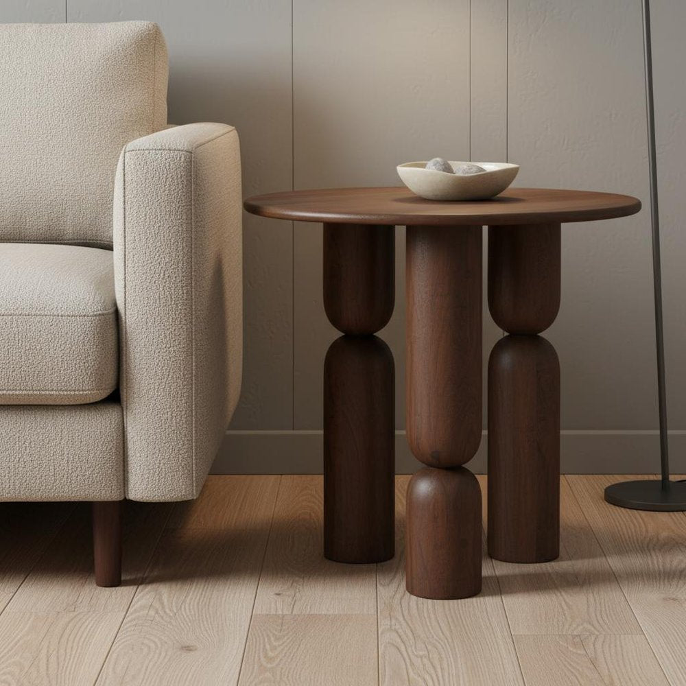 32" Brown Solid Wood and Wood Tray Table