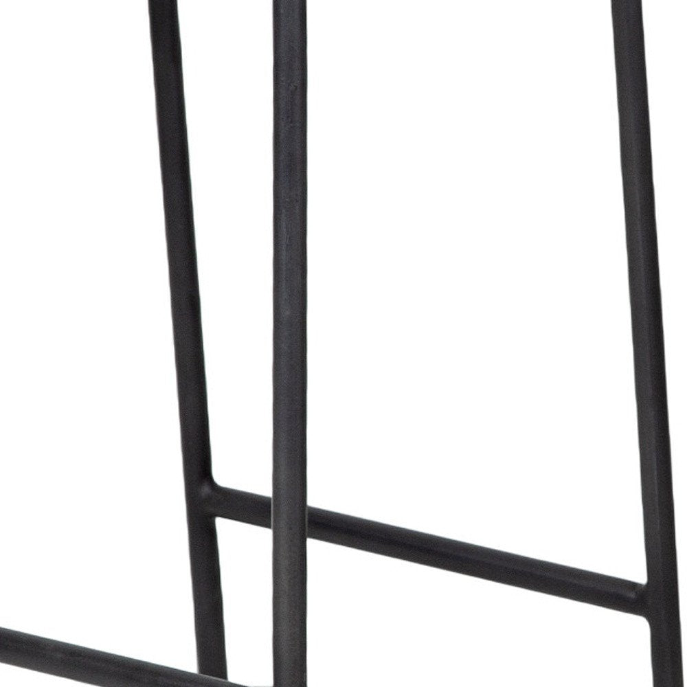 30" Black Solid Wood and Metal Backless Bar Height Bar Chair
