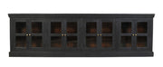 118" Charcoal Distressed Solid Wood Sideboard With 8 Glass Doors