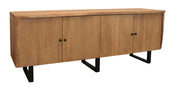 80" Natural Distressed Solid Wood Live Edge Credenza With Four Doors