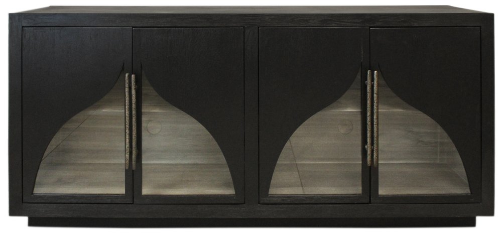 70" Dark Brown Distressed Solid Wood Sideboard With Four Doors