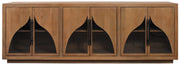 95" Natural Distressed Solid Wood Sideboard with Six Doors