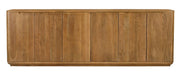 96" Tan Distressed Solid Wood Sideboard With Six Doors