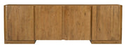 96" Tan Distressed Solid Wood Sideboard Soft Close with Four Doors