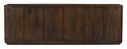 96" Dark Brown Distressed Solid Wood Sideboard With Six Doors