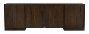 96" Dark Brown Distressed Solid Wood Sideboard With Four Doors