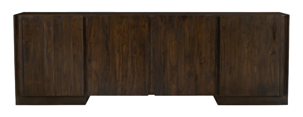 96" Dark Brown Distressed Solid Wood Sideboard With Four Doors