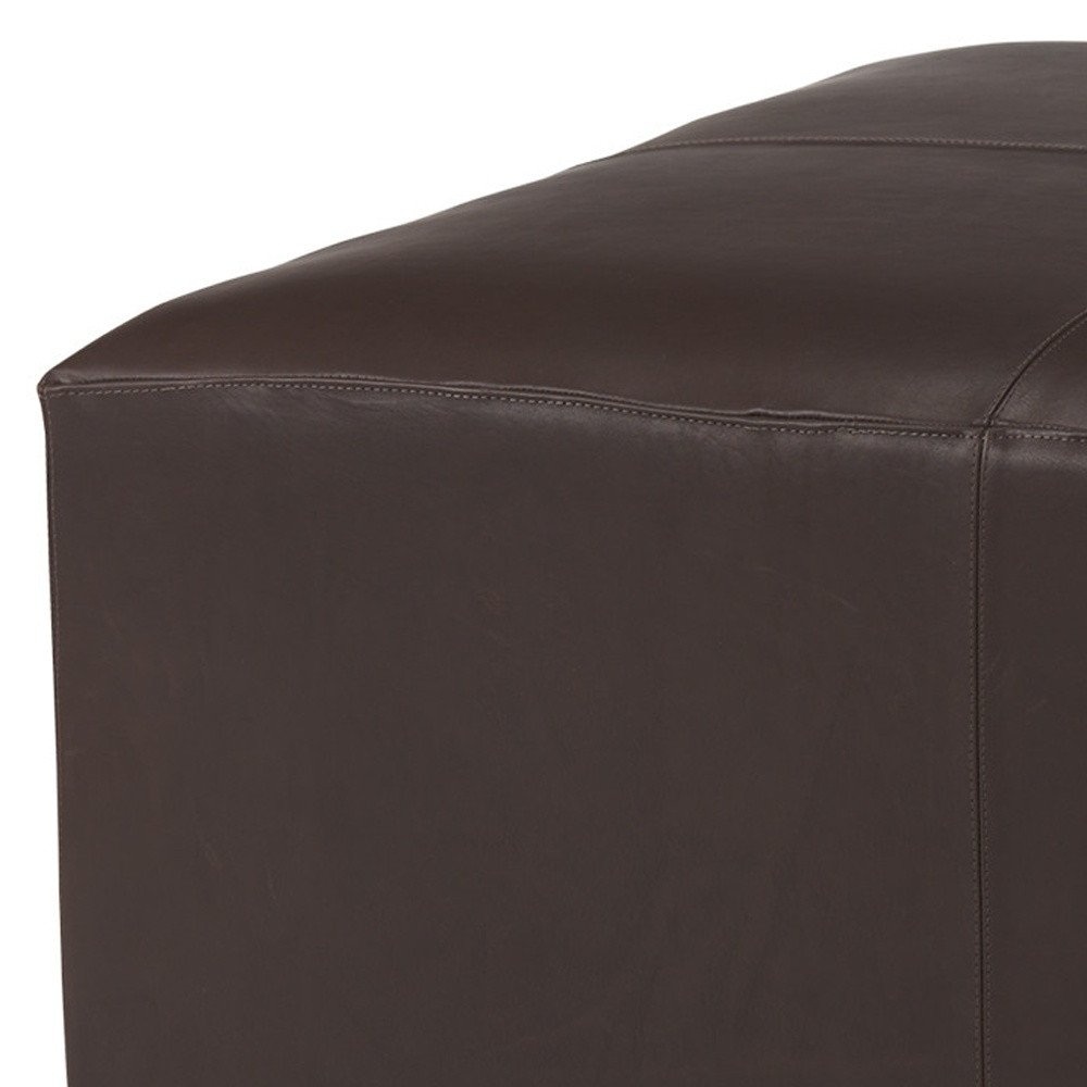 36" Brown Genuine Leather Cocktail Ottoman