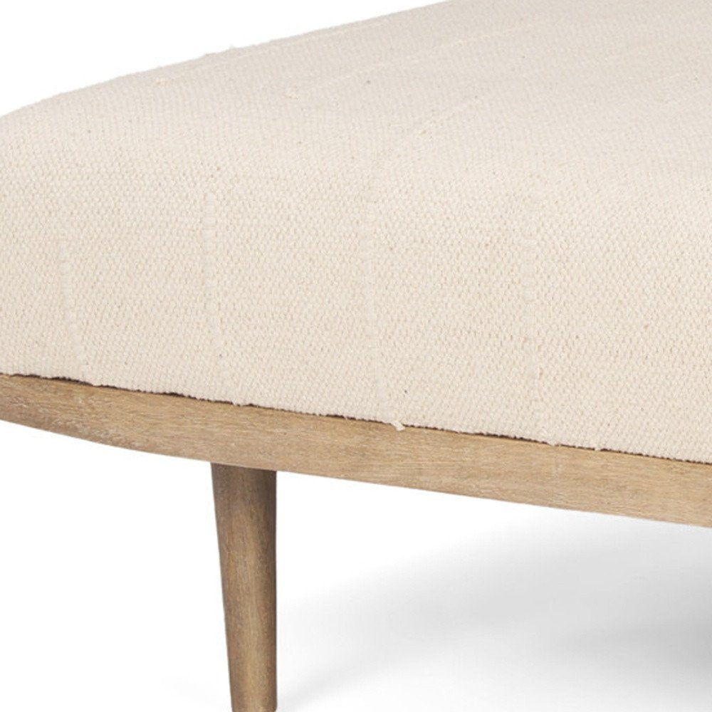 37" Beige and Brown Solid Wood and Fabric Ottoman