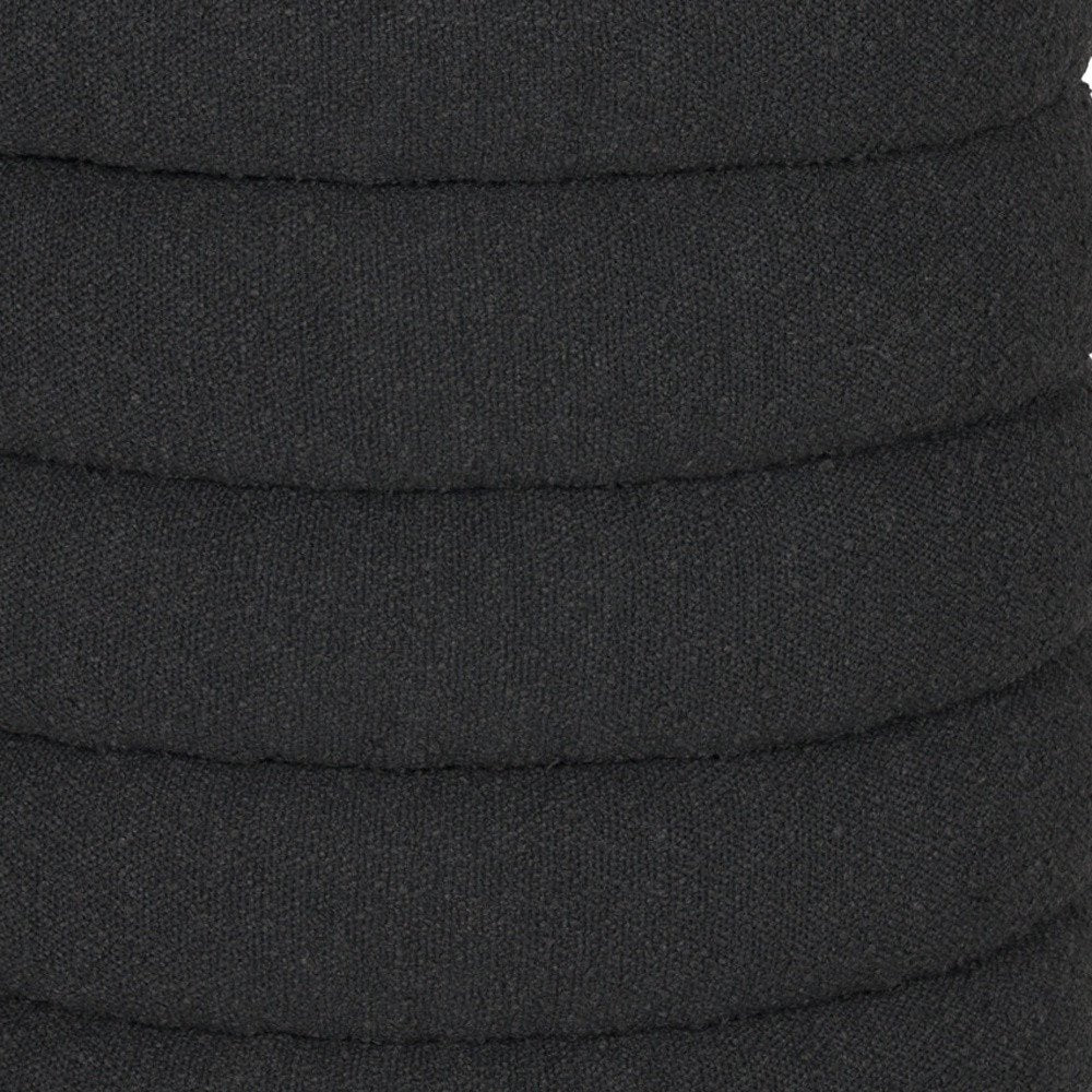 19" Black Boucle Round Storage Ottoman