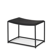 23" Black Solid Wood and Metal Footstool
