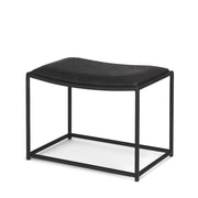 23" Black Metal and Genuine Leather Footstool